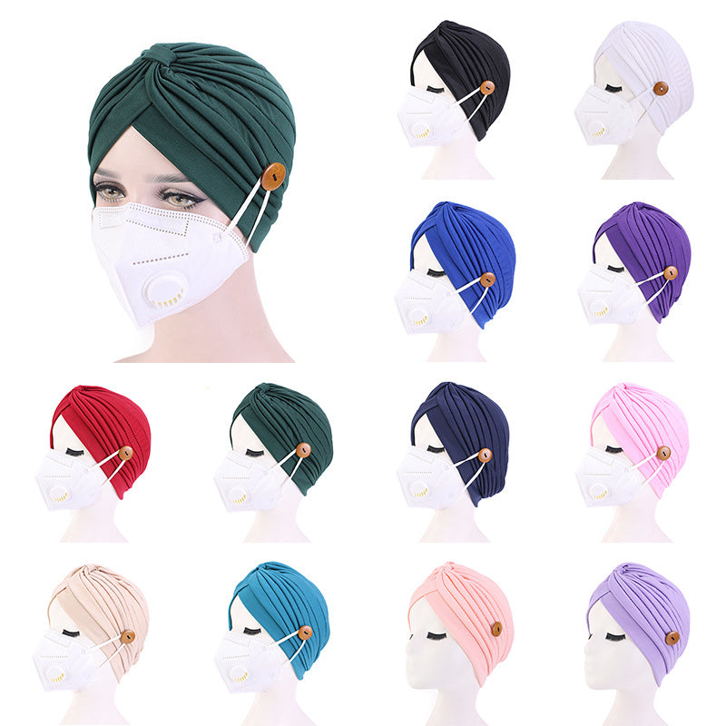 Epidemic Prevention Supplies Ladies Masks Hats Anti-Strangle Headbands Button Headbands