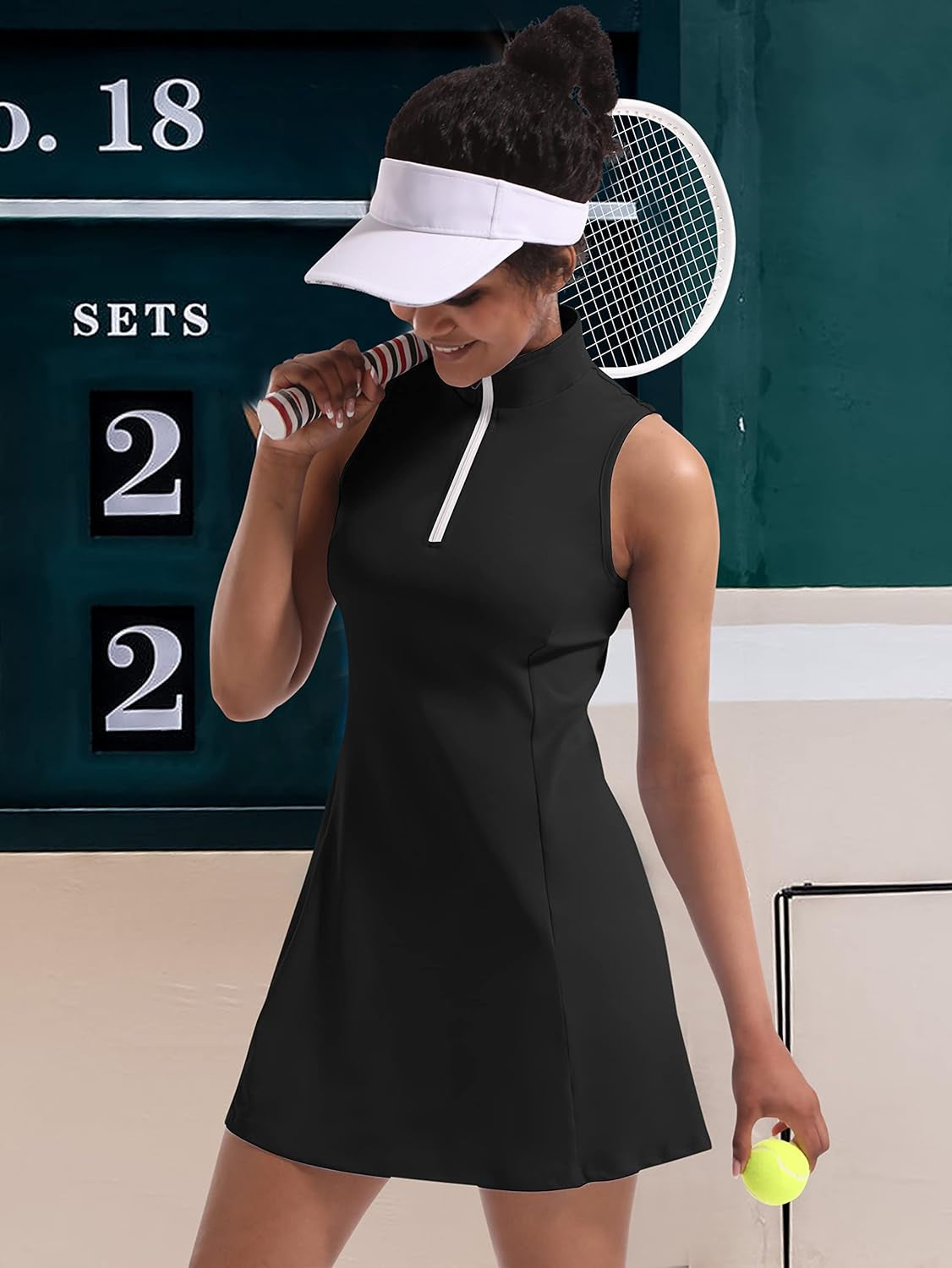 Tennis Dress for Women, Tennis Golf Dresses with Built in Shorts and Pockets for Sleeveless Workout Athletic Dresses