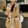 Hooded Suede Fur Lamb Warm Leisure Slimming Coat