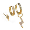 Diamond-embedded Lightning-shaped Petite Earrings Three-piece Set