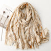 Cotton And Linen Feel Scarf Bronzing Flowing Landscape Scarf