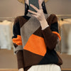 Long Sleeve Half Turtleneck Loose Diamond Color Matching Knitted Bottoming Shirt