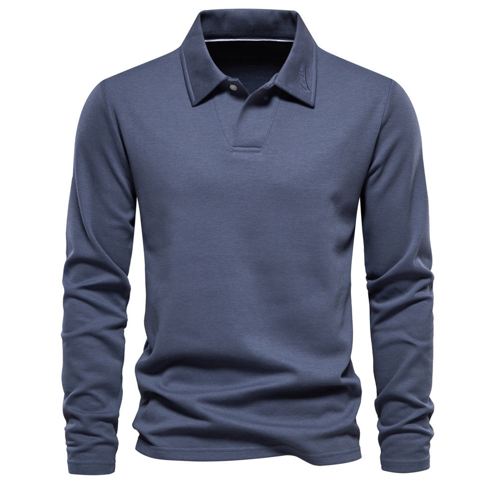 Long Sleeve Men's Casual Solid Color Top Lapel