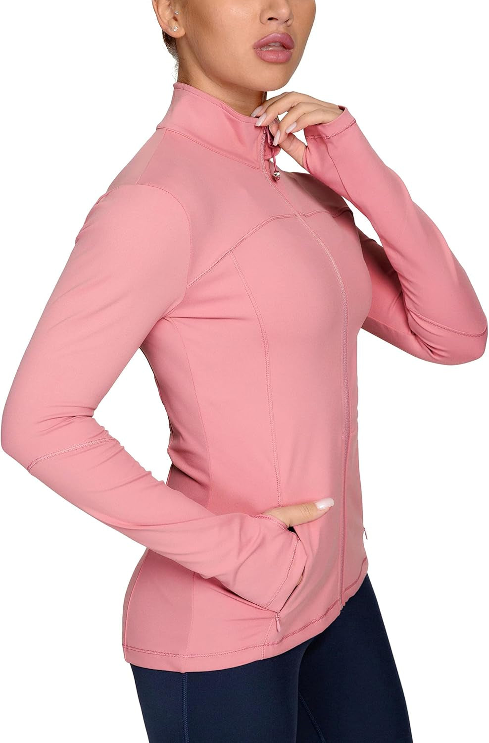 Womens Running Jackets Athletic Workout Scrub Jacket Track Full Zip up Gym for Women Yoga Top