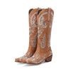 Embroidered Western Denim Retro Women&#39;s Knee-length Boots