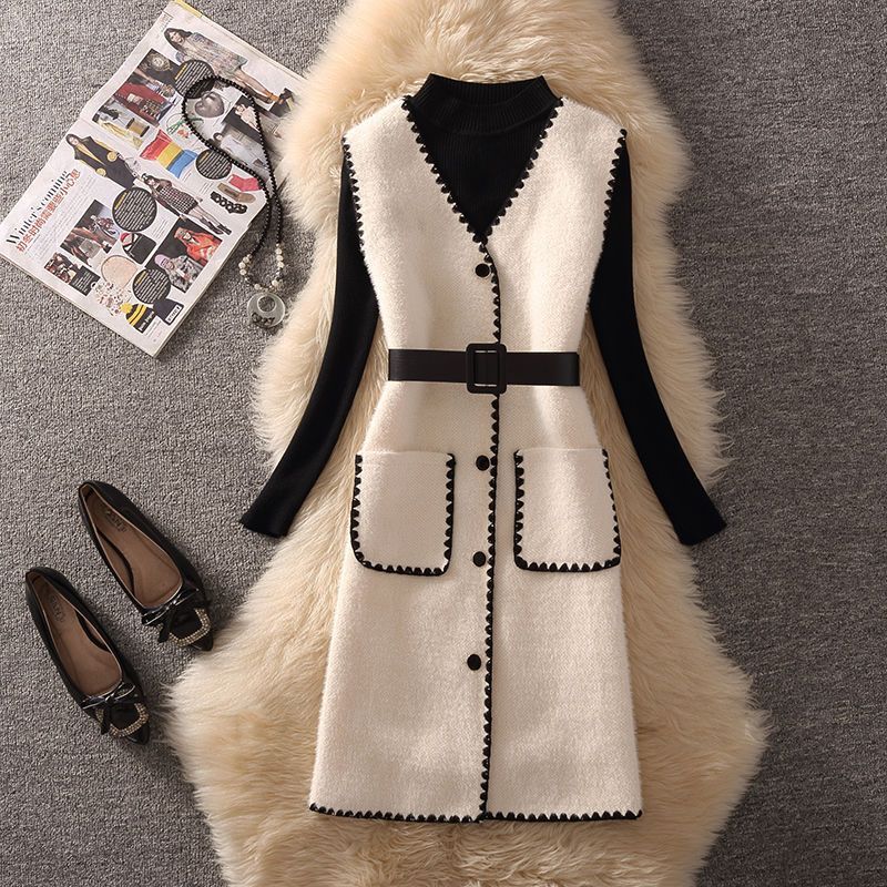 Knitted Bottoming Shirt Two-piece Vest Set