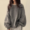 Temperament Crew Neck Pullover Lantern Sleeve Loose Sweater For Women