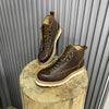 Retro Style Worker Boot Men&#39;s High-top Leather Motorcycle Boots