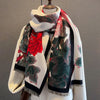 Retro Floral Artificial Cashmere Scarf Women&#39;s Thick Warm Scarf