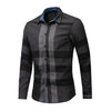 Men&#39;s Cotton Long Sleeve Color Matching Plaid Shirt