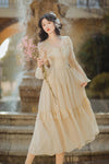 Girl French Woman Chic Dress Romantic Bow Bandage Chiffon