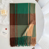 Women&#39;s All-match Cashmere Plaid Tassel Thickened Warm Shawl Scarf