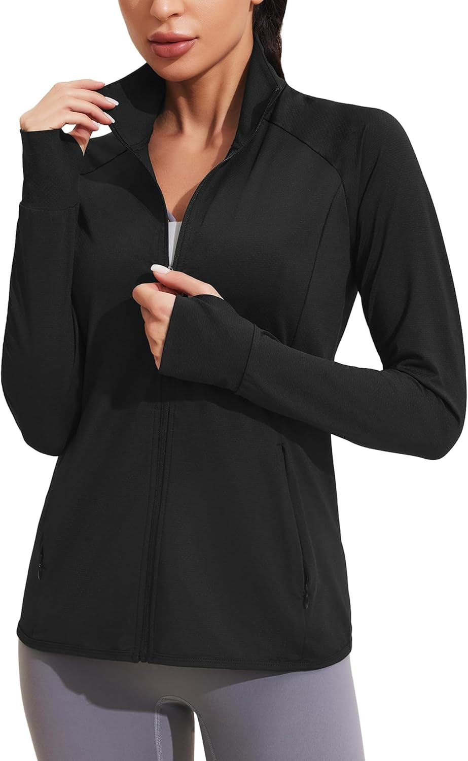 Women'S UPF 50+ Jackets Sun Protection Golf Athletic Jackets Lightweight Full Zip Long Sleeve Shirts with Pockets