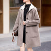 Women&#39;s Knitted Hooded Temperament Woolen Coat