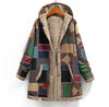 Cotton and linen printed hooded sweater warm plush jacket