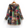 Cotton and linen printed hooded sweater warm plush jacket