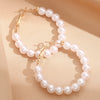 Large Circle And Pearl Earrings C- Shaped Handmade