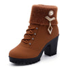 2021 new women&#39;s boots with coarse Martin boots female round high-heeled shoes in autumn and winter warm mix boots