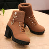 2021 new women&#39;s boots with coarse Martin boots female round high-heeled shoes in autumn and winter warm mix boots