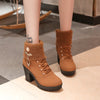 2021 new women&#39;s boots with coarse Martin boots female round high-heeled shoes in autumn and winter warm mix boots