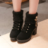 2021 new women&#39;s boots with coarse Martin boots female round high-heeled shoes in autumn and winter warm mix boots