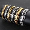 Male European And American Spring Buckle Stainless Steel Cuban Bracelet