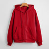 Sweater Women&#39;s Hooded Solid Color Zipper Loose Padded Coat