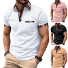 Printed Collar Button Versatile Men&#39;s T-shirt