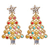 Colorful Crystals Christmas Tree Earrings Fashion Earrings