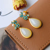 Natural White Jade Drop-shaped Women&#39;s Long Earrings