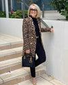 Women&#39;s Casual Leopard Print Suit Collar Woolen Coat