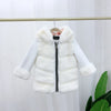 Children&#39;s Cotton Coat Rex Rabbit Hooded Faux Fur Coat