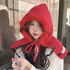 Korean Balaclava Hat Female Winter Warm Hat Scarf One Couple Earflaps Woolen Knitted Hat