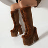 Fur Boots Platform Platform High Heel Women&#39;s High Boots