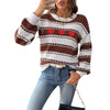 Women&#39;s Sweater Bottoming Shirt Color Contrast Patchwork Stripes