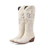 Embroidered Western Denim Retro Women&#39;s Knee-length Boots