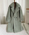 Lapel Lamb Fleece Coat With Pockets Faux Fur Coat Winter Warm Thickening Long Windbreaker Women&#39;s Clothing