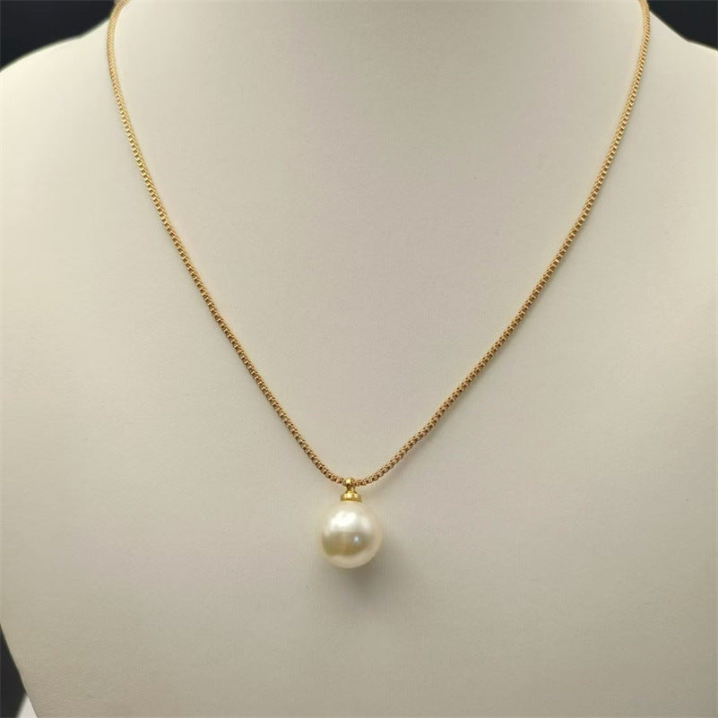 Japanese And Korean Style Oval Artificial Pearl Pendant Ins Light Luxury High-grade Necklace