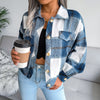 Plaid Lapel Cropped Jacket Fashion Loose Button Long Sleeve Short Outwear Tops Coat For Womens Clothing