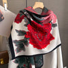 Retro Floral Artificial Cashmere Scarf Women&#39;s Thick Warm Scarf