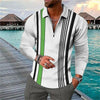 Men&#39;s Polo Shirt Long Sleeve Color Matching Zipper T-shirt Top