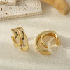 Exaggerated Double Ring Glossy Metal C- Shaped Earrings