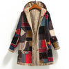 Cotton and linen printed hooded sweater warm plush jacket