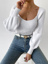 Lantern Sleeve Square Collar Short Sweaters