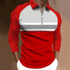 Men&#39;s Polo Shirt Long Sleeve Color Matching Zipper T-shirt Top