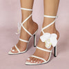 Women&#39;s Three-dimensional Floral Strap Cross Strap Pointed Open Toe Stiletto Heel Sandals