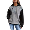 Casual Loose Stitching Color Block Pullover Hoodie