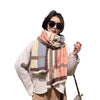 Korean Style Contrast Color Artificial Cashmere Scarf Women&#39;s New Winter