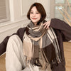 Women&#39;s All-match Cashmere Plaid Tassel Thickened Warm Shawl Scarf