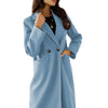 Women&#39;s Simple Double Breasted Long Sleeve Turn-down Collar Coat